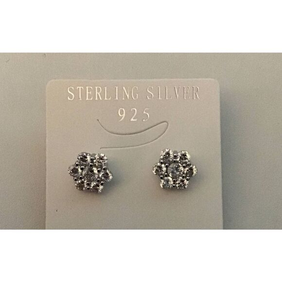 Sparkling New 2.5Ct. Sim Diamond Cluster Stud Earrings~925 Sterling Silver - Picture 1 of 1